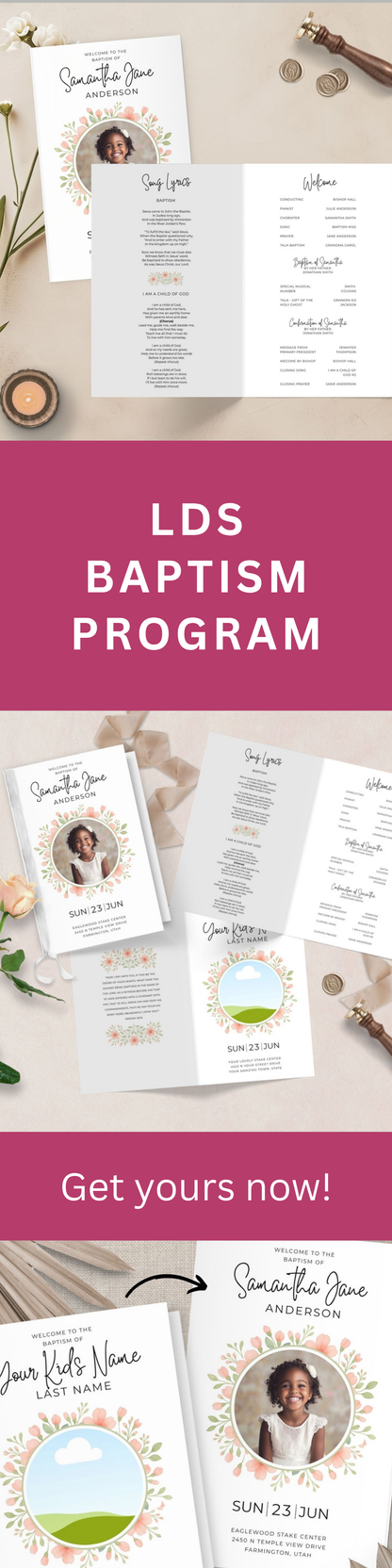 LDS Baptism Program Template – Editable Canva Printable for Girls