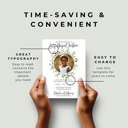 LDS Baptism Invitation and Program Bundle for Boys and Girls - Editable Canva Template