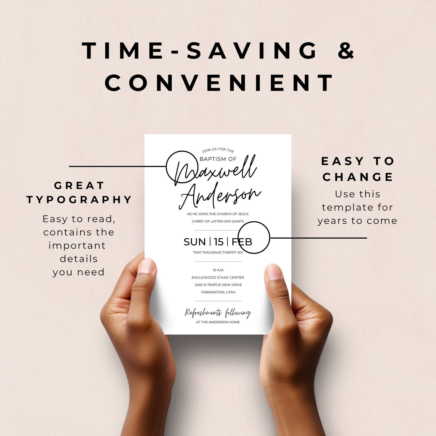 LDS Baptism Invitation and Program Editable Canva Template Bundle