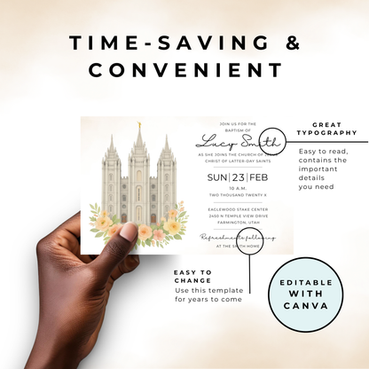 LDS Baptism Invitation and Program Bundle for Boys and Girls - Editable Canva Template