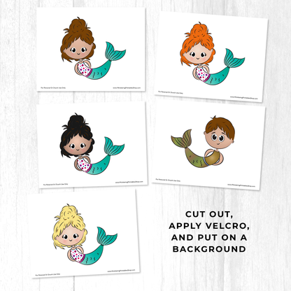 Mermaid Paper Doll Printable – 20page Modest Activity Set for Kids