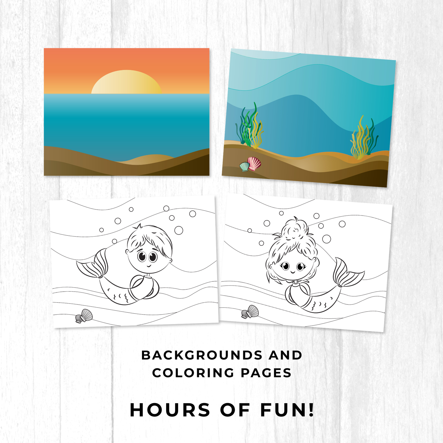 Mermaid Paper Doll Printable – 20page Modest Activity Set for Kids