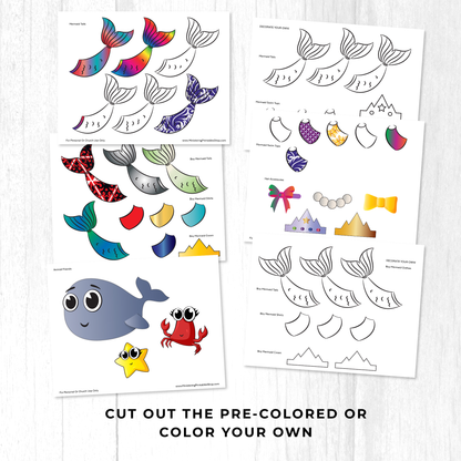 Mermaid Paper Doll Printable – 20page Modest Activity Set for Kids