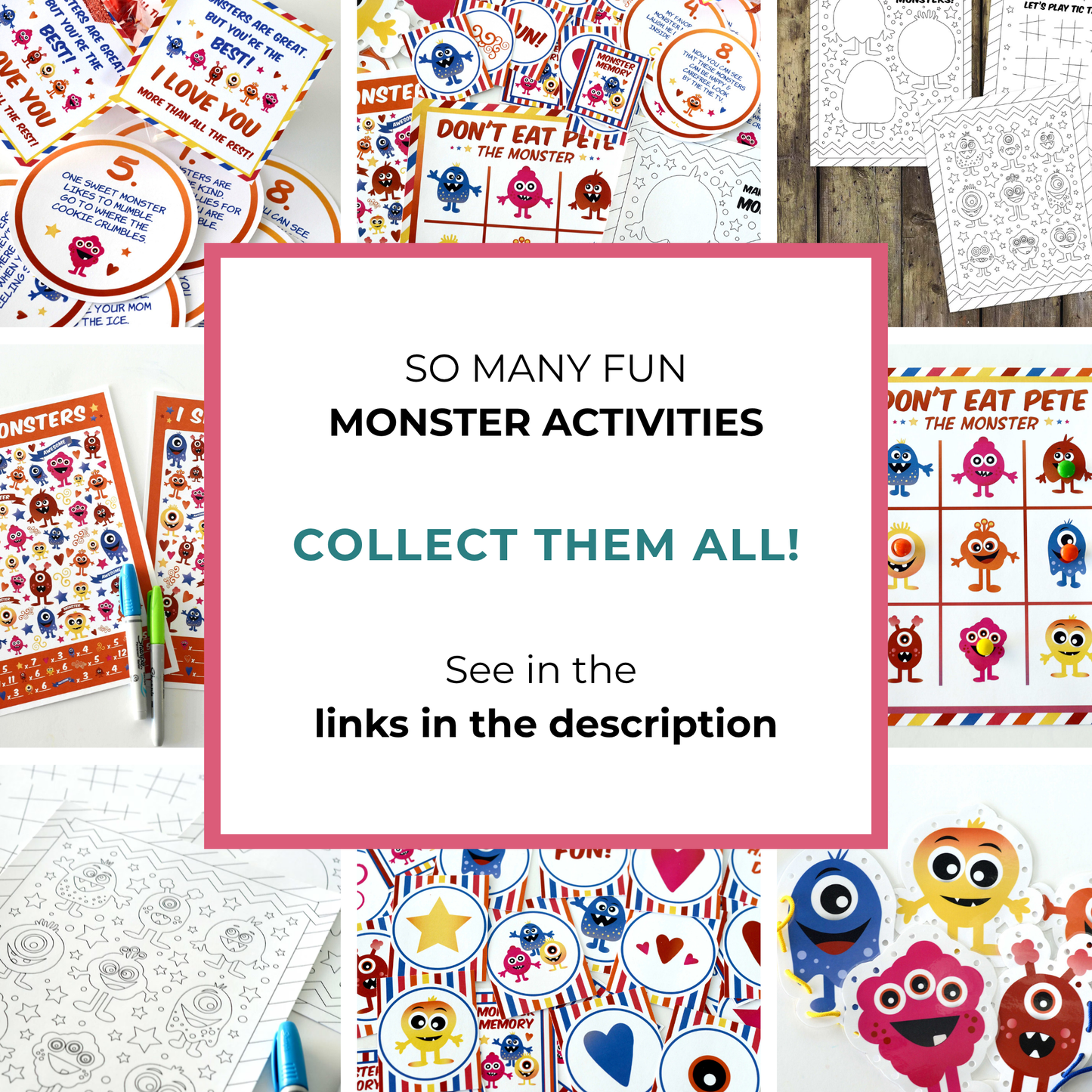 Monster Scavenger Hunt Printable Game – 9 Clue Cards for Kids Birthday Party