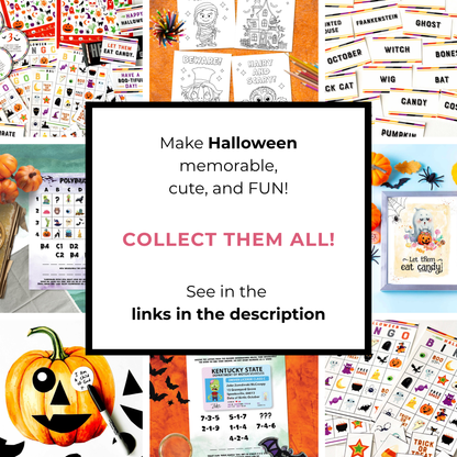 Halloween Party Printable Bingo Game Activity Sheet Banner Kit Classroom Scavenger Hunt Children Instant Download Pdf File Treat Topper