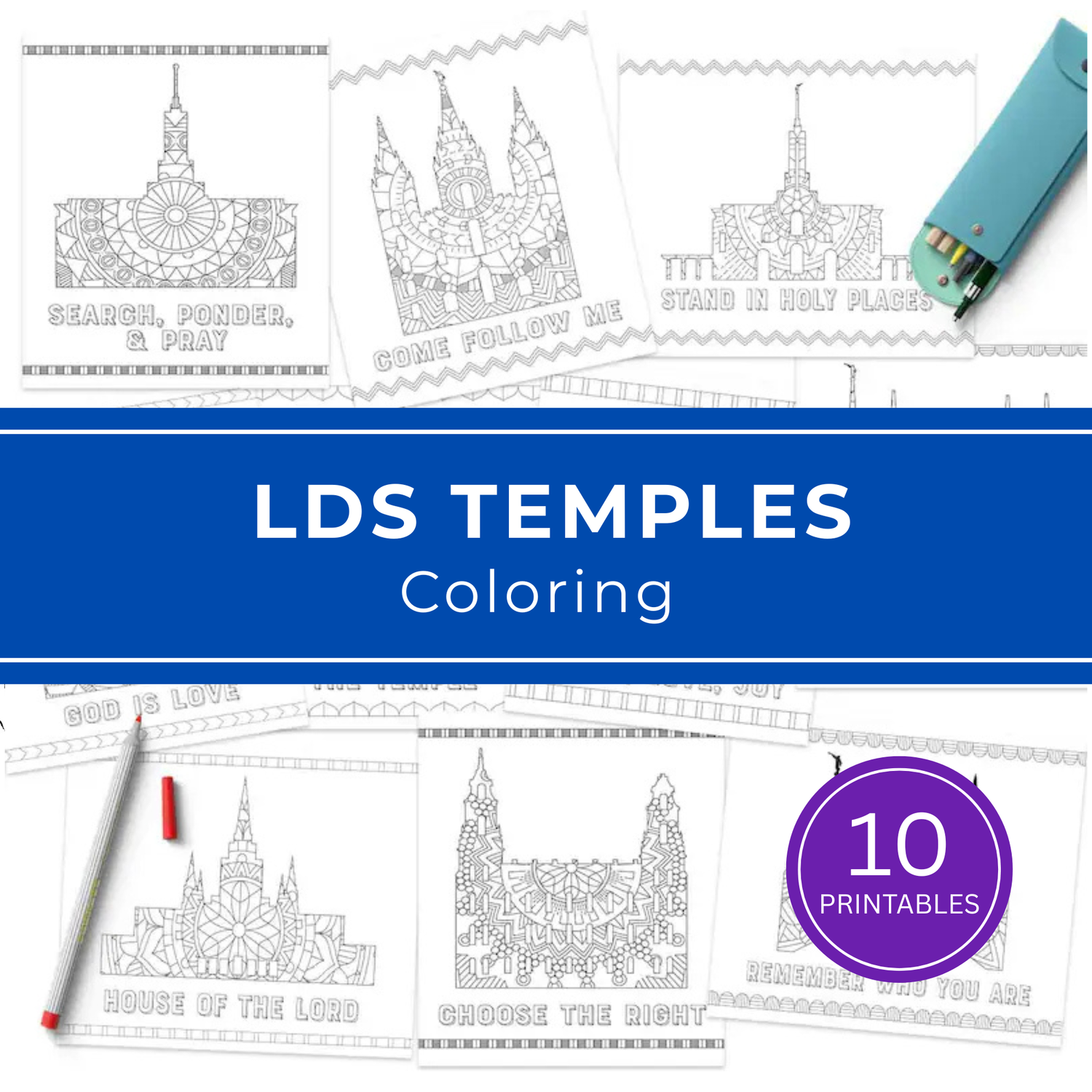 Printable Sunday School Activity LDS Temple Coloring Pages Kids Youth Educational Resource Church Lesson Plan Digital Download Instant Access Family Home Evening Activity Ideas Primary Class Engagement Tool Religious Learning Experience