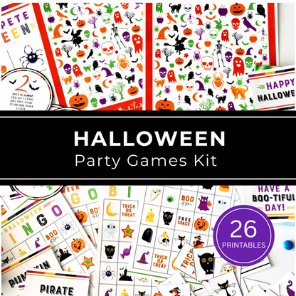 Halloween Party Printable Bingo Game Activity Sheet Banner Kit Classroom Scavenger Hunt Children Instant Download Pdf File Treat Topper