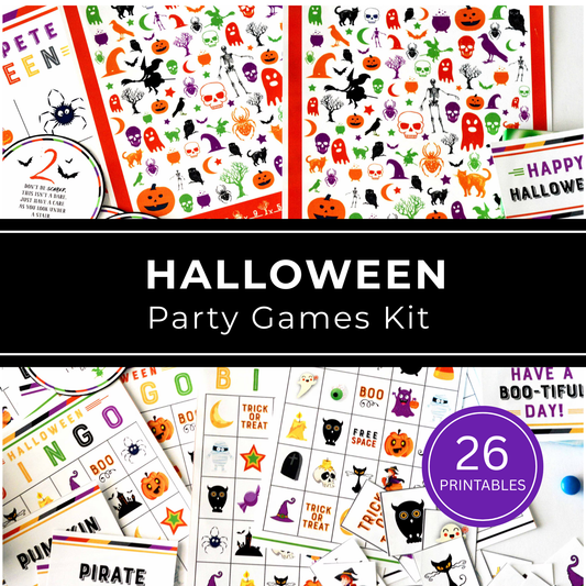 Halloween Party Printable Bingo Game Activity Sheet Banner Kit Classroom Scavenger Hunt Children Instant Download Pdf File Treat Topper