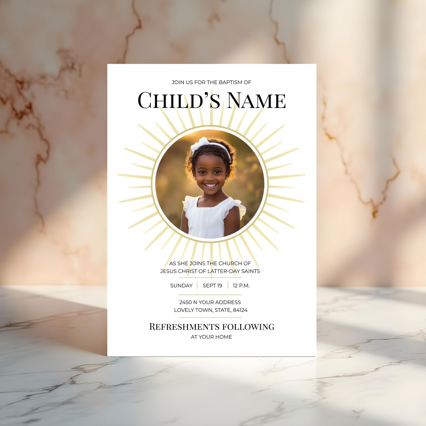 Editable Ceremony Design LDS Invitation Template Bundle Digital Download Canva Format Set Matching Program Collection Foldable Template Design Instant Access Download Easy Customization Religious Milestone Celebration Child Ceremony