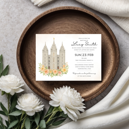Baptism Invitation Template Digital Download Editable Canva Design Instant Access Customizable Text Options Easy Edit Format Printable File Ready Five By Seven Size Perfect Church Ceremony Celebration Religious Milestone Event DIY Printing