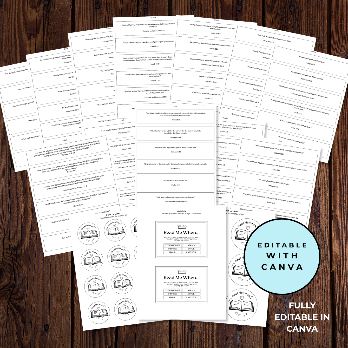 Scripture Card Printable – Lds Read Me When Jar with 72 Emotion Cards