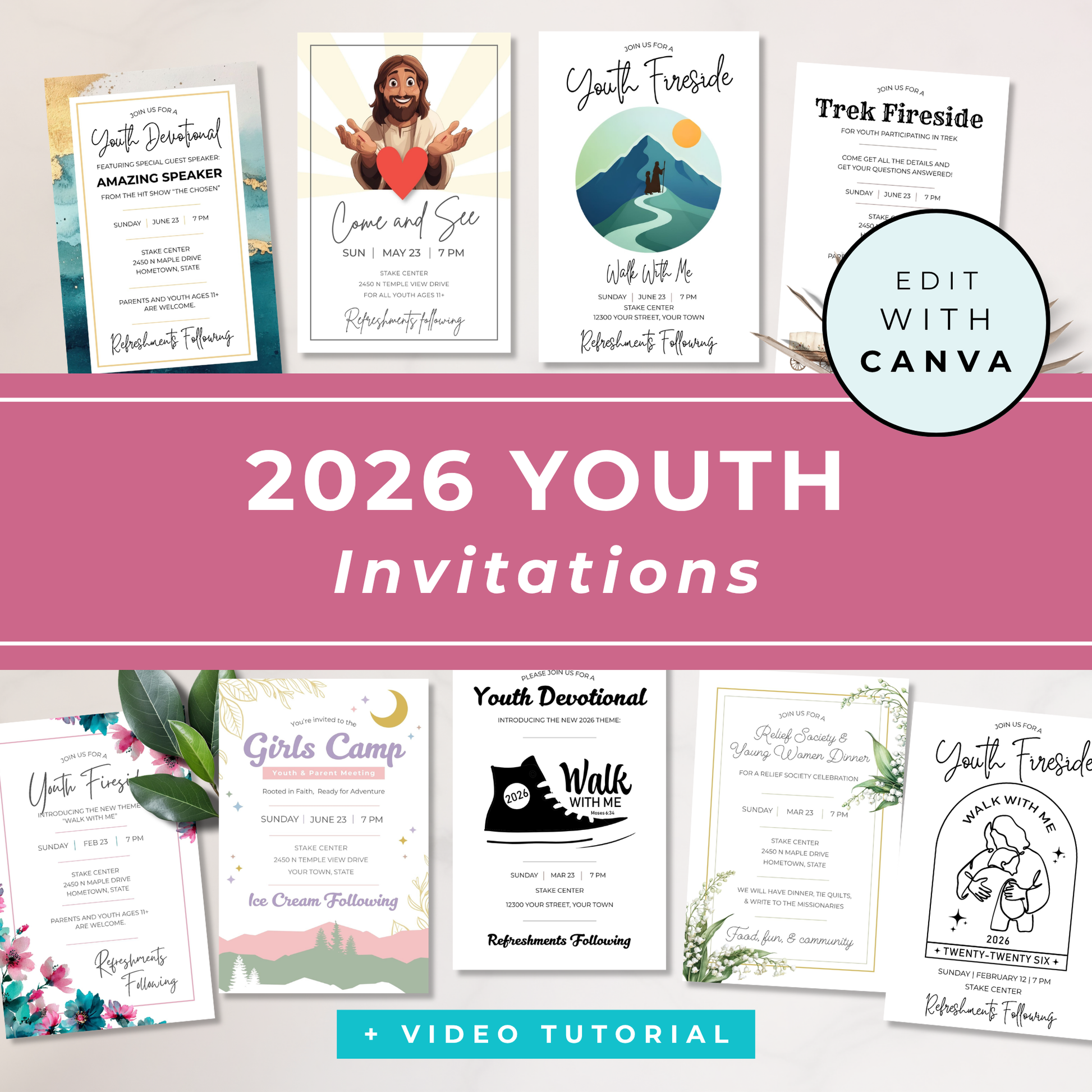 Youth Invitation Template Digital Download Canva Design Editable Church Event Template Religious Activity Invitation Customizable Format Instant Access Easy Edit Design Professional Church Materials Youth Program Essential Annual Meeting