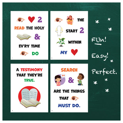 LDS primary flip chart for Search Ponder and Pray song with printable visual aids, singing time song helps, primary chorister resources, music leader lesson, and children’s church activity