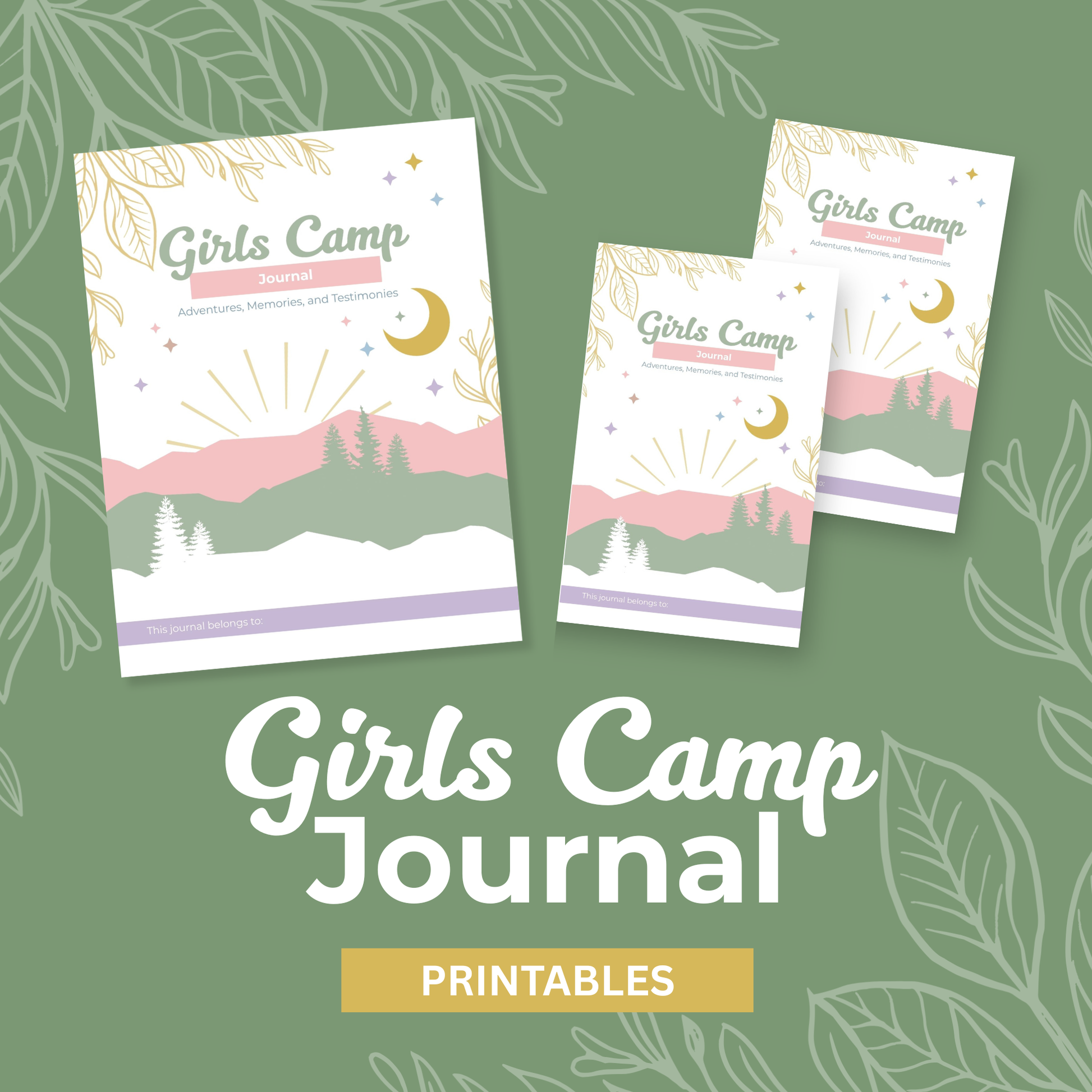 LDS Girls Camp Journal Young Women Camp Memory Book Printable Template Editable Digital Download Instant Access Canva Format Customizable Pages Unlimited Copies Reusable Design Summer Camp Activities Journal Spiritual Reflection Pages Daily
