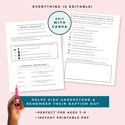Lds Baptism Book – Printable Activity Journal for 8yearolds