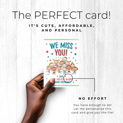LDS Primary "We Miss You" Card - Custom Ward Name Printable