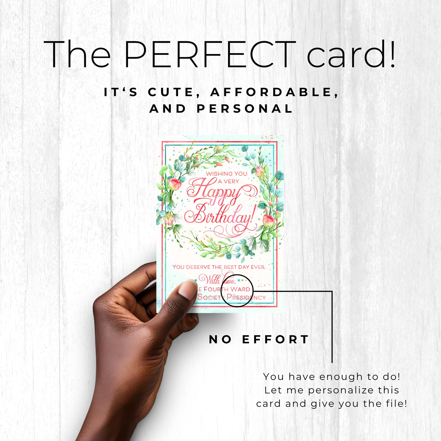 Relief Society Custom Birthday Card - Personalized LDS Ward Printable