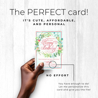 Relief Society Custom Birthday Card - Personalized LDS Ward Printable