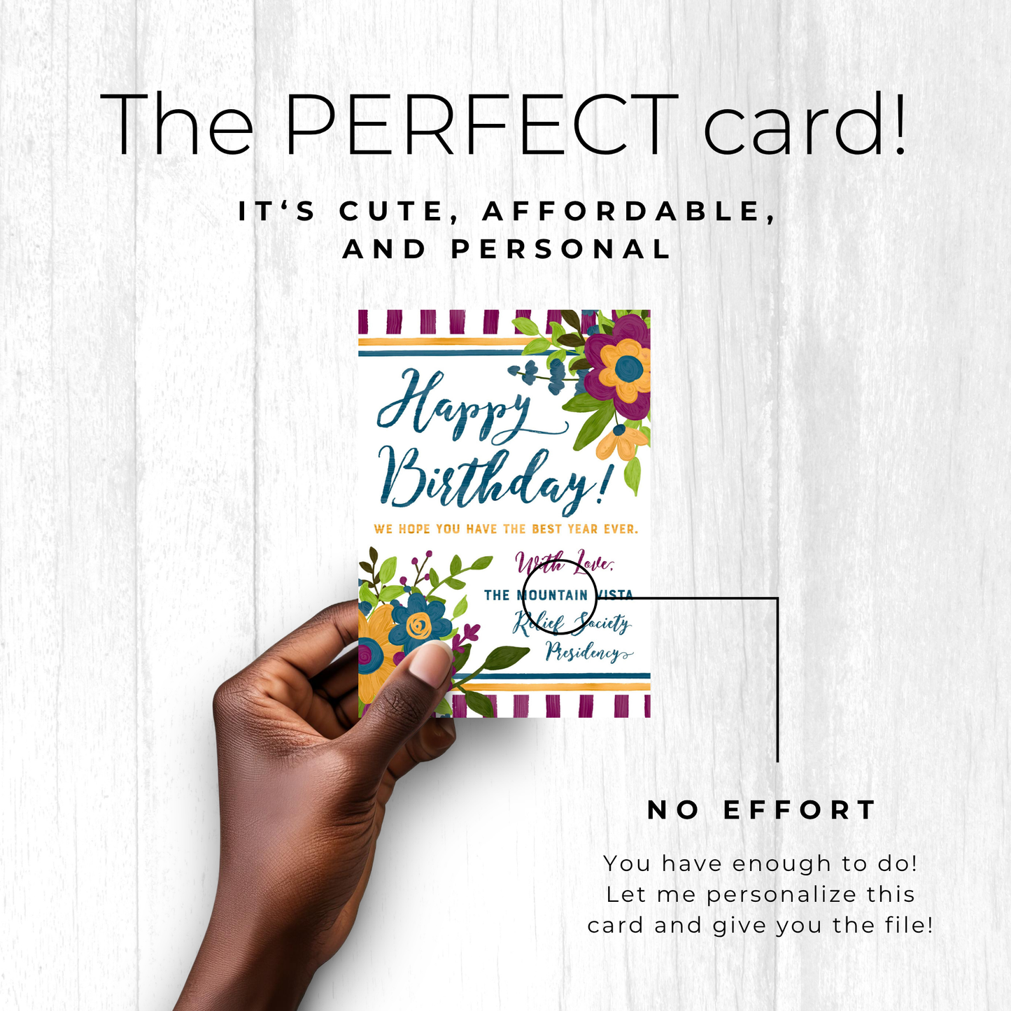 Relief Society Birthday Card – Custom Ward Name Digital Download