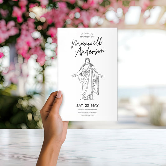 Editable Baptism Program Template Canva Design Customizable LDS Ceremony Program Instant Download Digital Template Minimalist Modern Style DIY Baptism Planning Easy Edit Format Professional Church Program Beautiful Clean Layout Printable