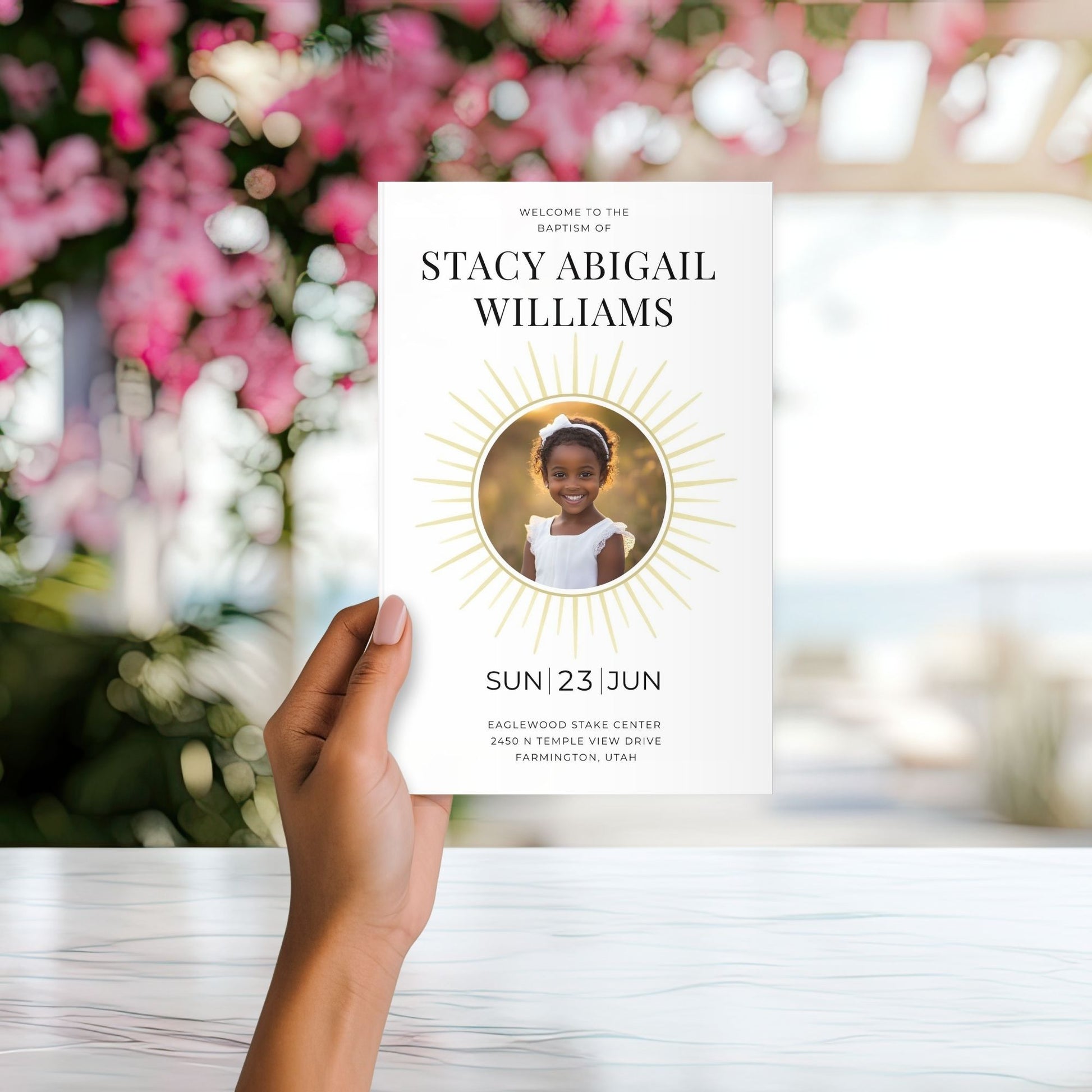 Editable Canva Template Baptism Program Printable LDS Church Design Foldable Program Template Custom Baptism Day Program Digital Download Mormon Church Ceremony Modern Rainbow Design Photo Space Custom Talks Songs Speakers Scripture