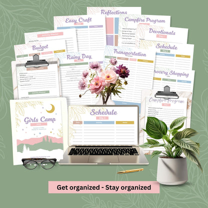 Editable Camp Planner LDS Young Women Leadership Kit Digital Template Download 2026 Season Organization Tool Budget Planning Menu Scheduling System Canva Customizable Template Church Youth Activity Organizer Complete Leadership Planner