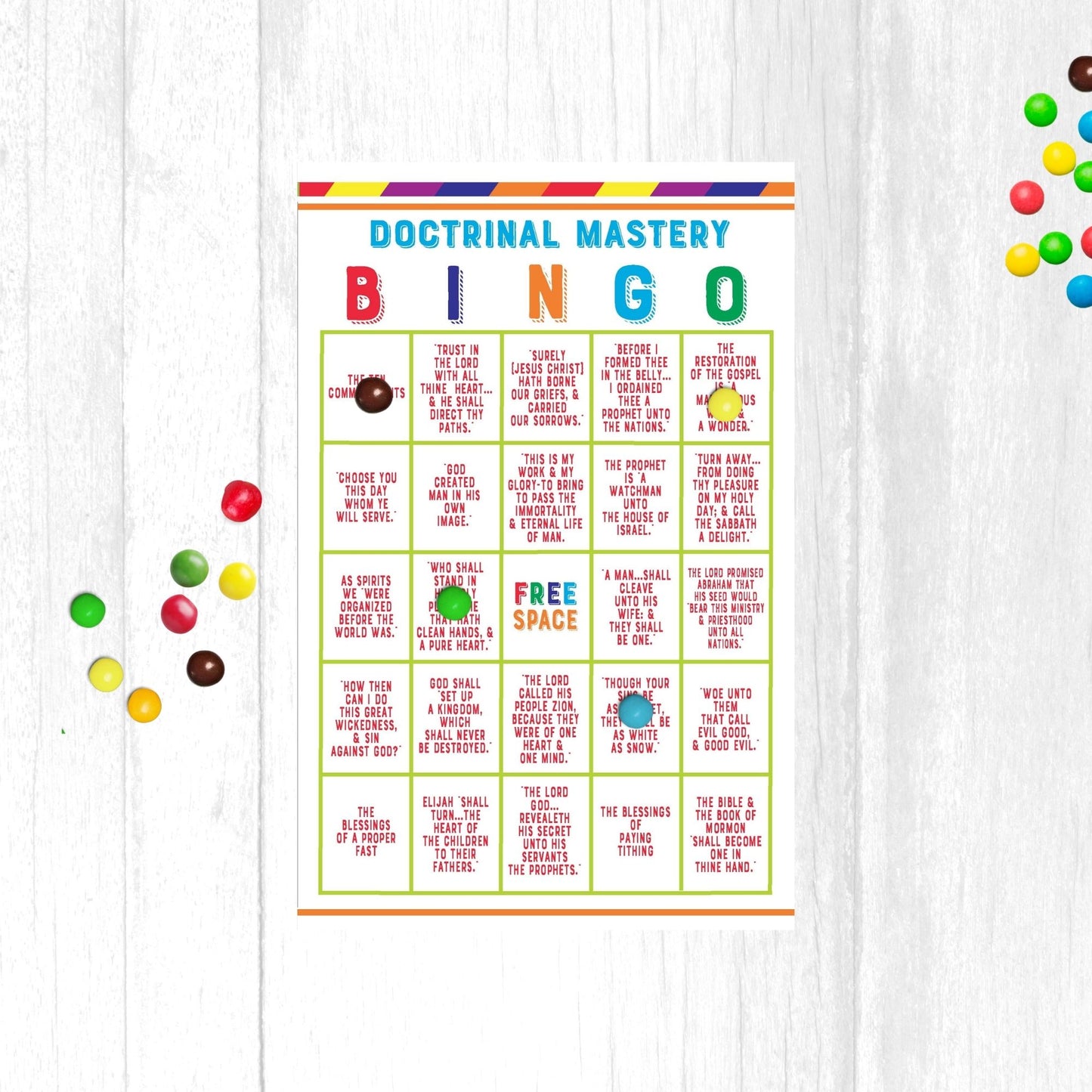 Old Testament Seminary Doctrinal Mastery BINGO Game