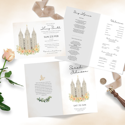 Religious Ceremony Invitation LDS Baptism Template Editable Canva Program Bundle Digital Download Church Event Planning Essential Customizable Design Set Perfect Parent Resource Primary President Tool Instant Access Template Professional