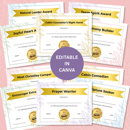 Girls Camp Certificate – Editable Printable Template for LDS Youth
