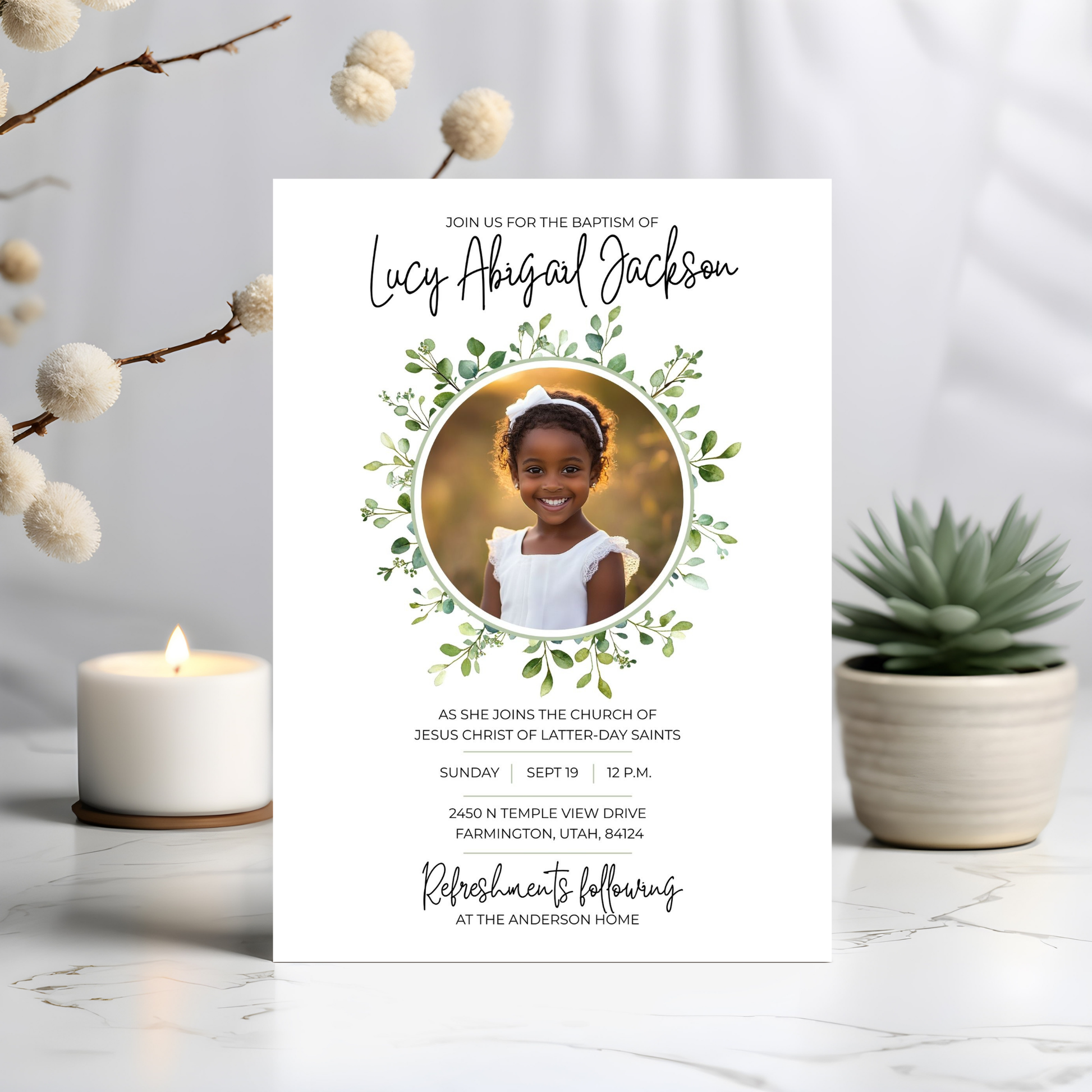 Mormon Baptism Celebration Digital Template Editable LDS Invitation Design Instant Download Customizable Boy Girl Options Printable Format DIY Home Printing Religious Ceremony Announcement Sacred Occasion Planning Personalized Design