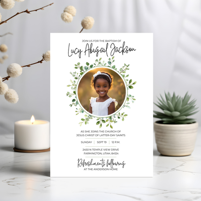 Mormon Baptism Celebration Digital Template Editable LDS Invitation Design Instant Download Customizable Boy Girl Options Printable Format DIY Home Printing Religious Ceremony Announcement Sacred Occasion Planning Personalized Design