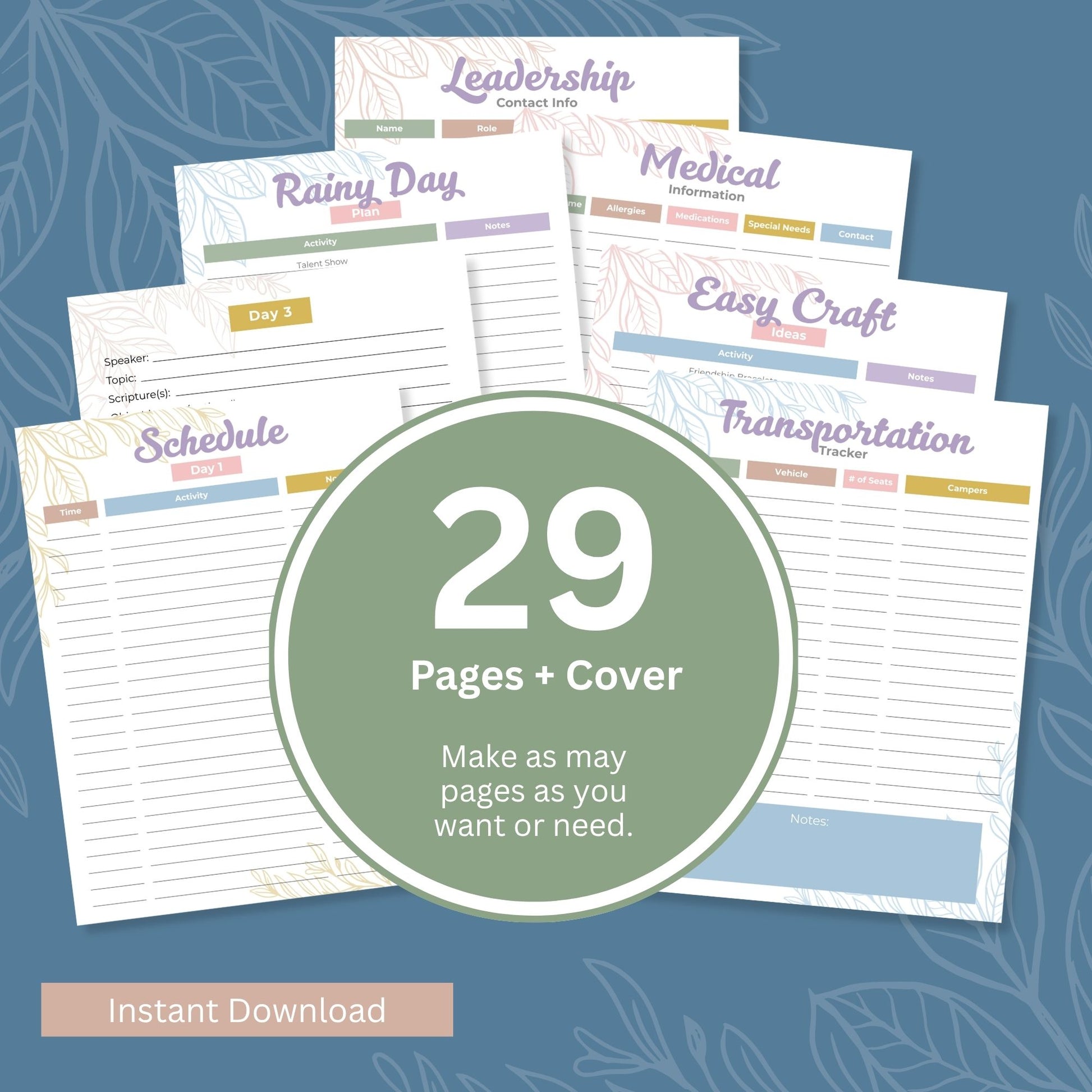 LDS Girls Camp Planner Young Women Leadership Organizer Editable Digital Template 2025 Camp Season Planning Tool Budget Menu Scheduling System Canva Template Download Customizable Youth Activity Planner Church Leadership Kit Complete