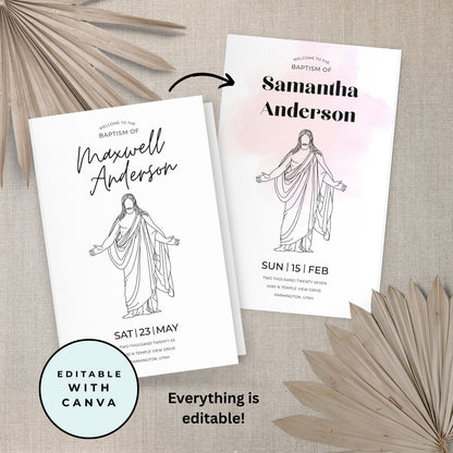 LDS Baptism Program – Editable Minimalist Template Instant Download