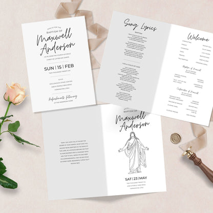 Editable Baptism Bundle Custom Invitation Template Canva Digital Download LDS Mormon Church Program Materials Included Personalized Religious Ceremony Design Boy Girl Gender Neutral Instant Access Printable Format Easy DIY Project Faith