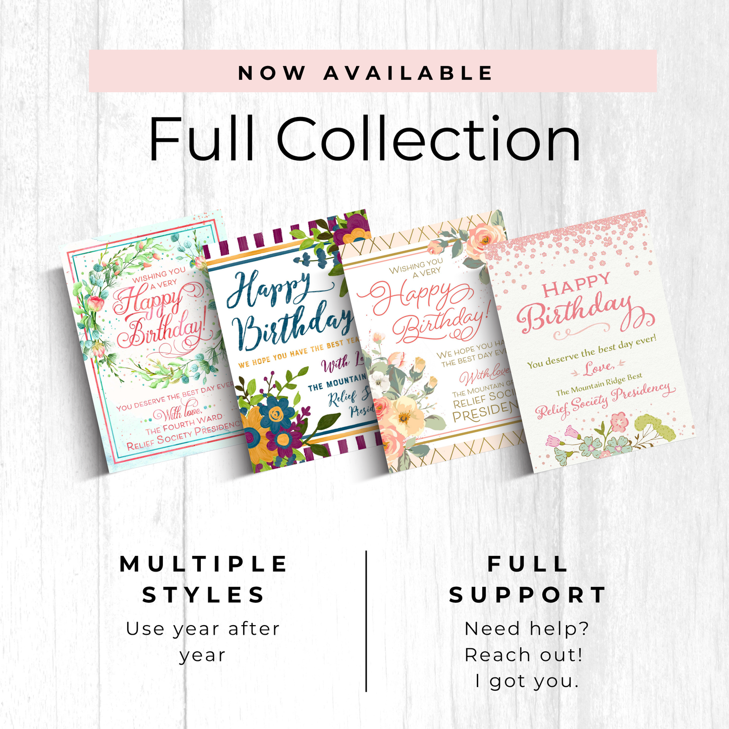 Relief Society Birthday Card – Custom Ward Name Digital Download