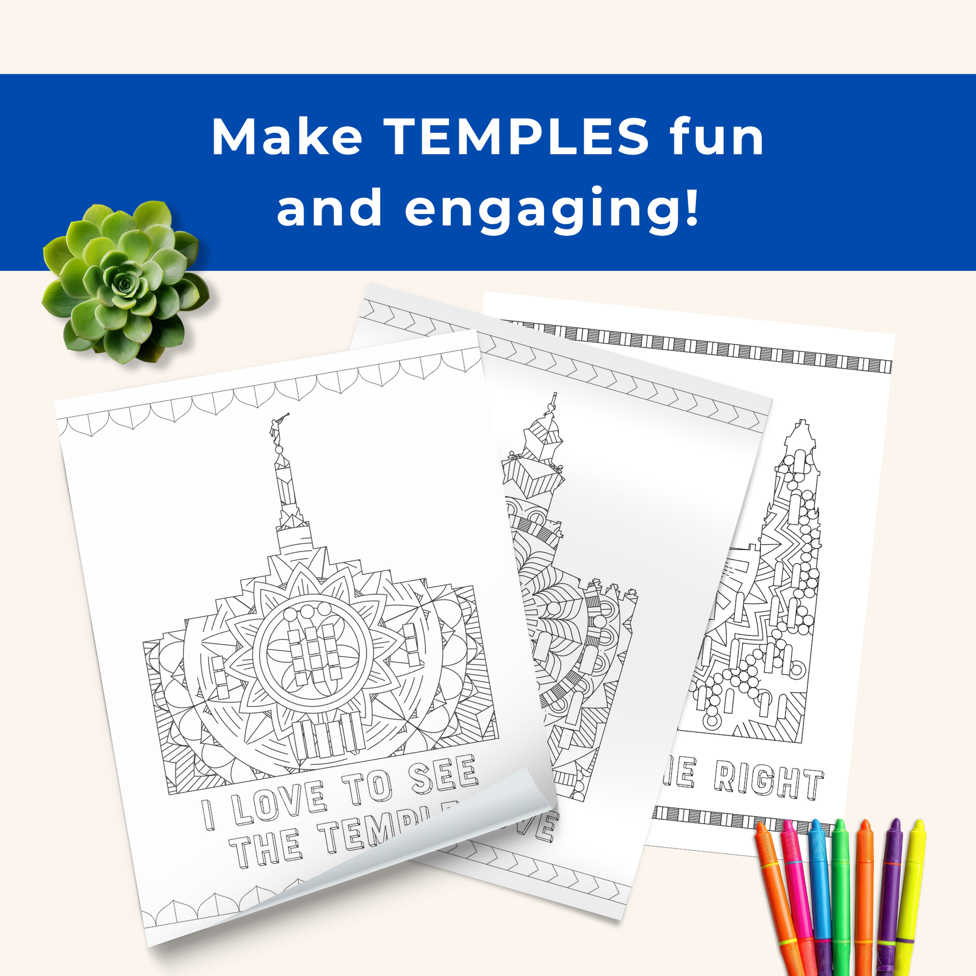 LDS Temple Coloring Page Printable Activity Digital Download Kids Youth Adults Sunday School Lesson Resource Family Home Evening Ideas Church Activity Educational Tool Religious Learning Experience Primary Class Engagement Meaningful