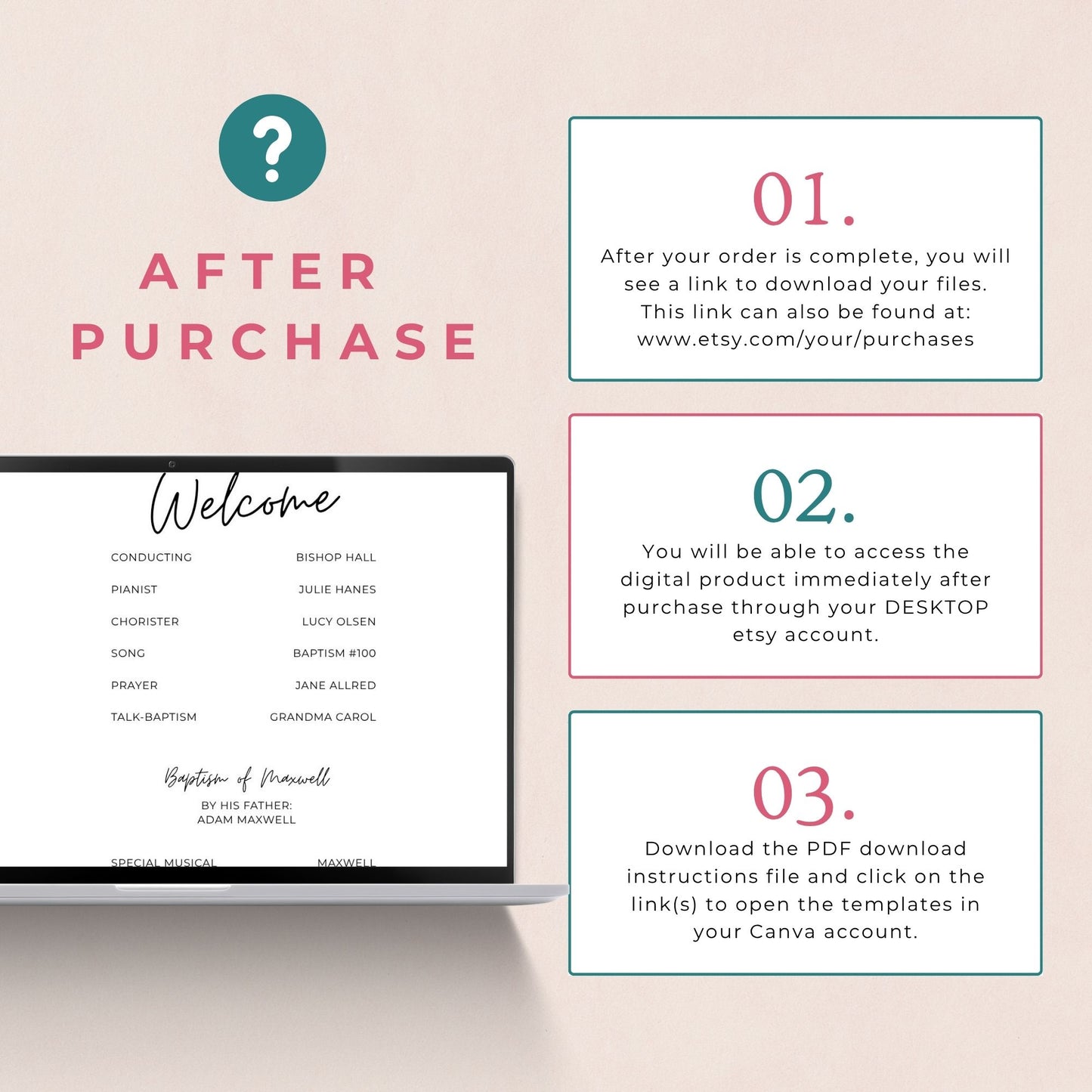 LDS Baptism Program – Editable Minimalist Template Instant Download