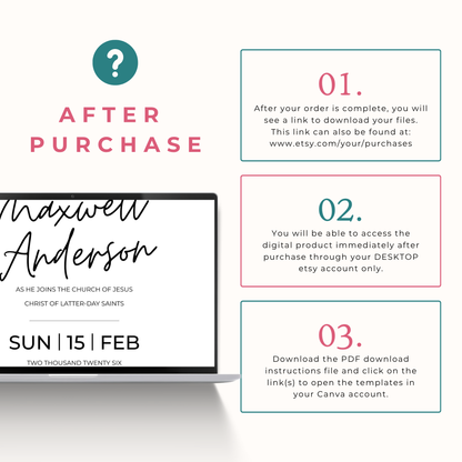 Baptism Invitation Template – Editable Minimalist LDS Design for Instant Download