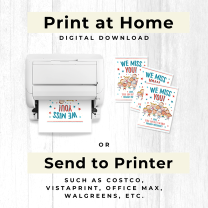 LDS Primary "We Miss You" Card - Custom Ward Name Printable