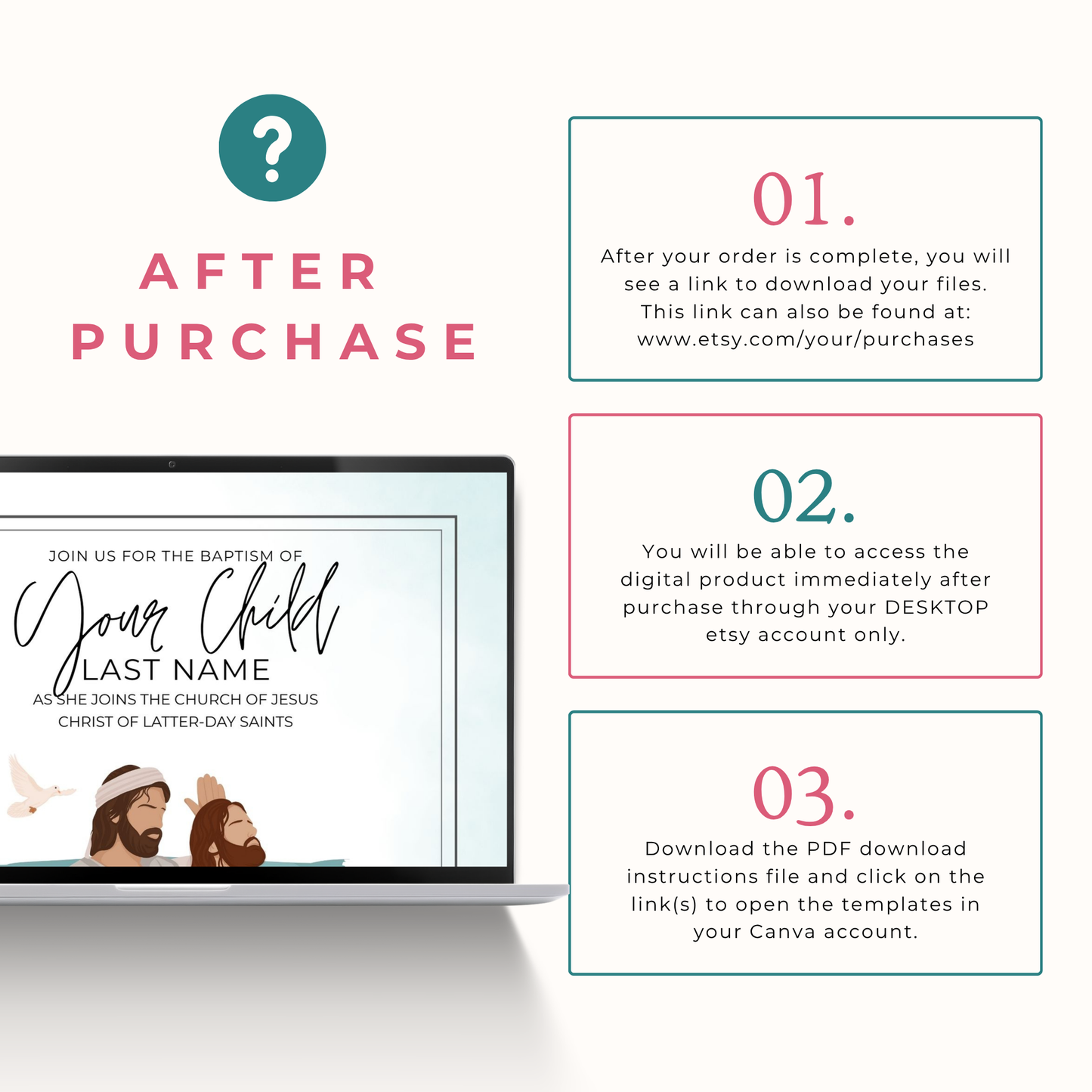 LDS Baptism Invitation – Editable Canva Digital Download Template