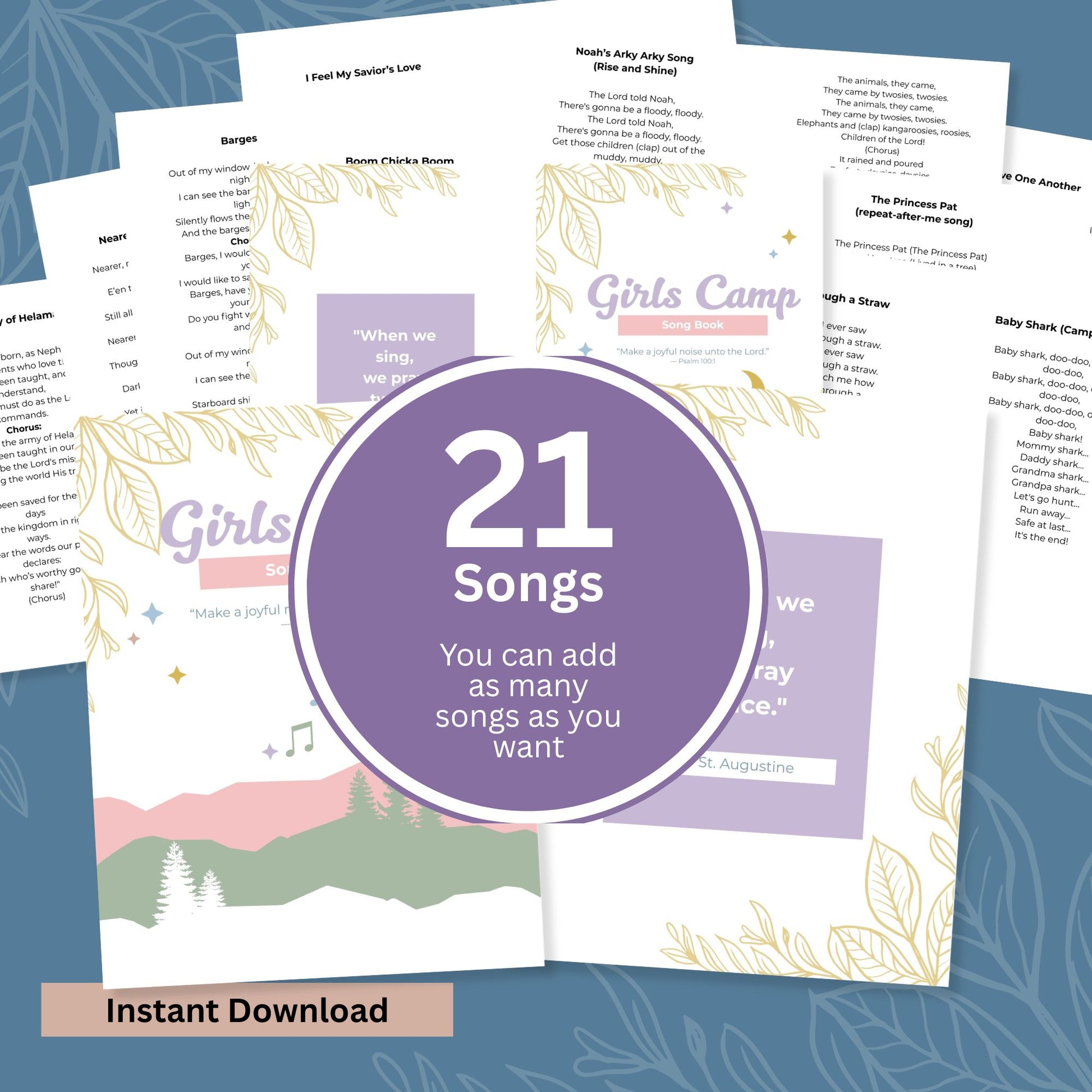 Church Youth Resources Digital Download LDS Girls Camp Song Book Printable Collection Campfire Songs Cheers Young Women Activities Editable Template Canva Format Reusable Materials Spiritual Gathering Tools Perfect Camp Planning Essential