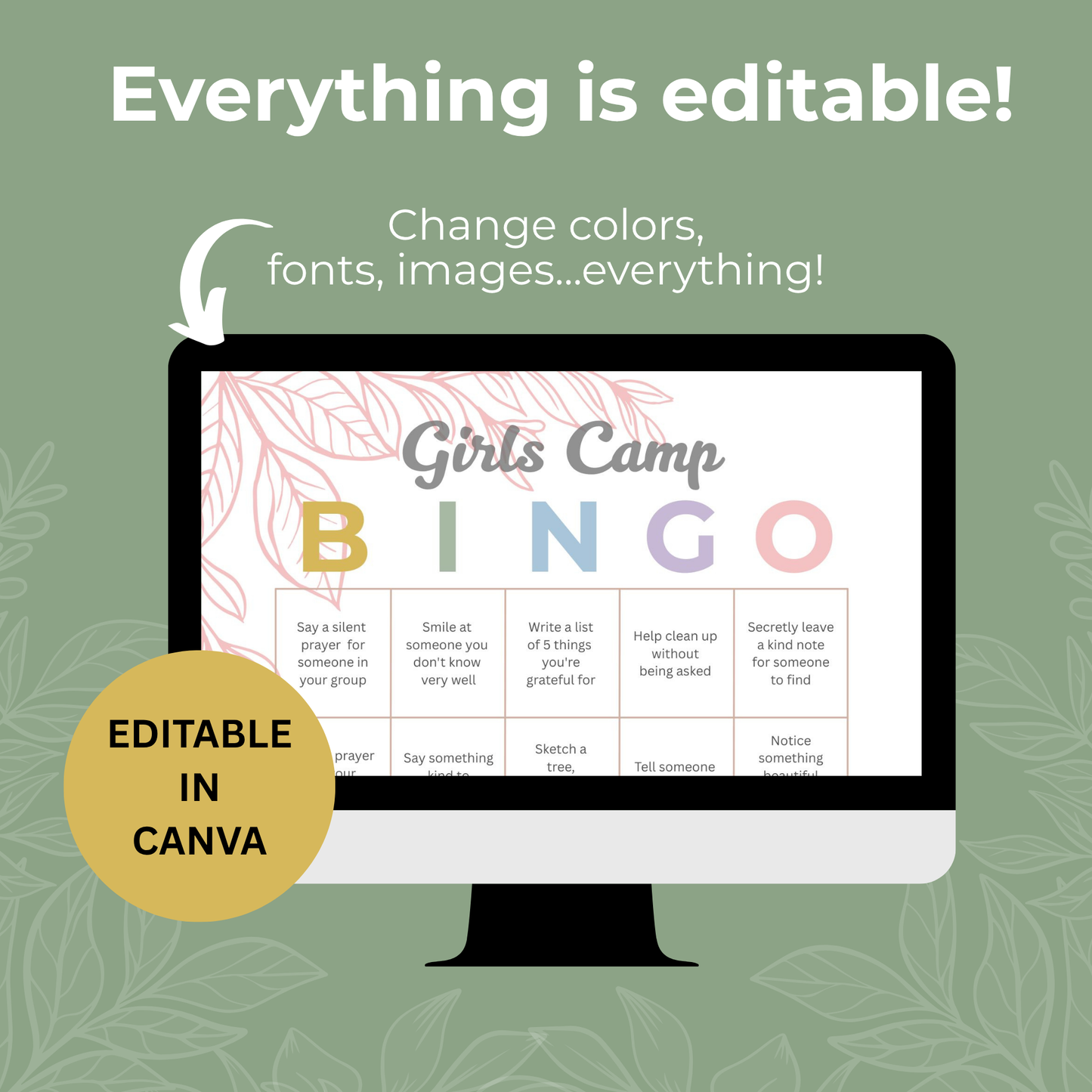LDS Girls Camp Bingo – Printable PDF Activity for Young Women