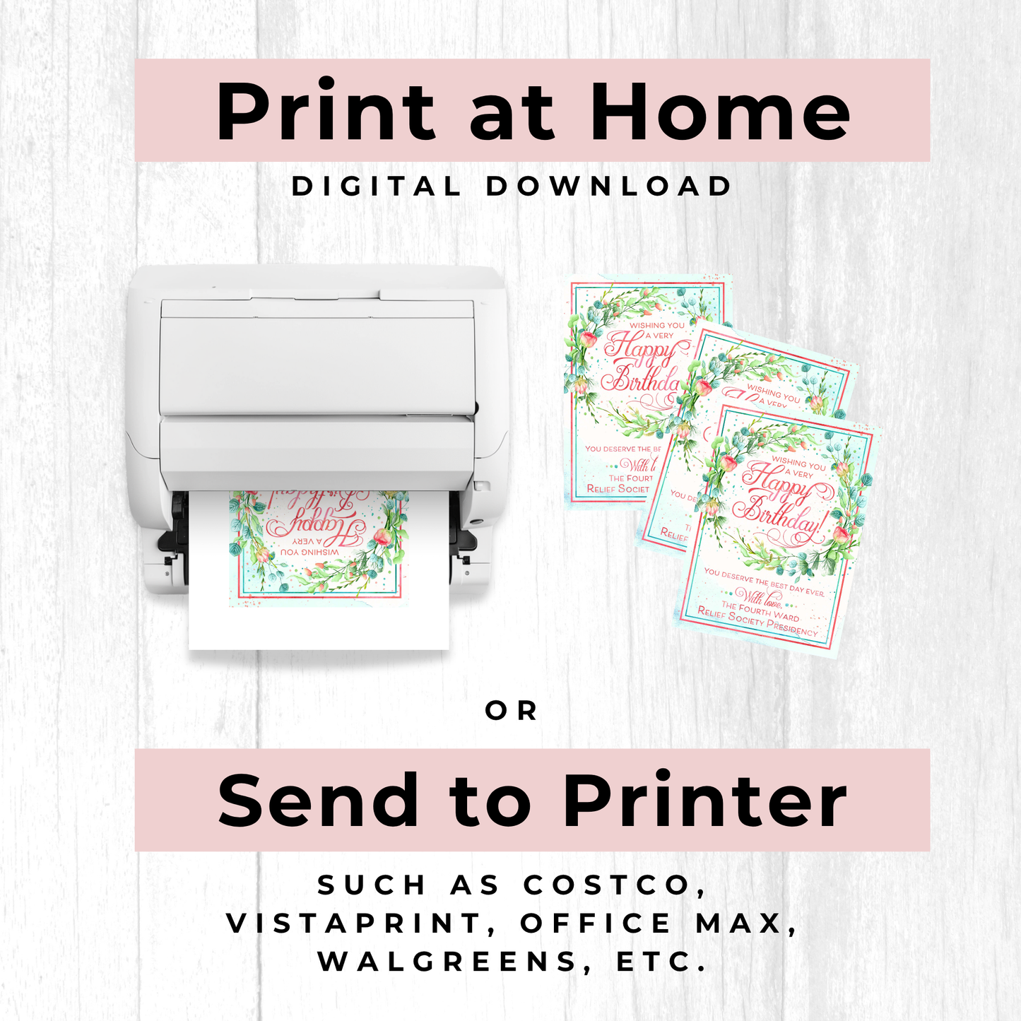 Relief Society Custom Birthday Card - Personalized LDS Ward Printable