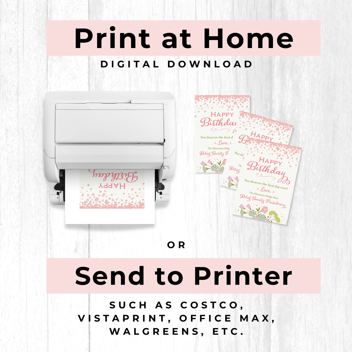 Relief Society Birthday Card – Custom Ward Name Digital Download