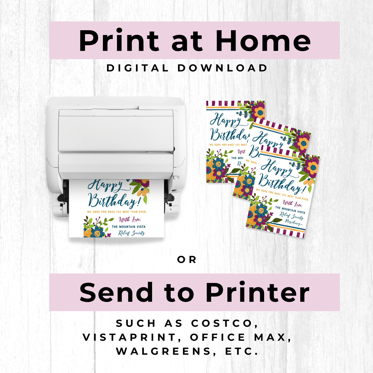 Relief Society Birthday Card – Custom Ward Name Digital Download