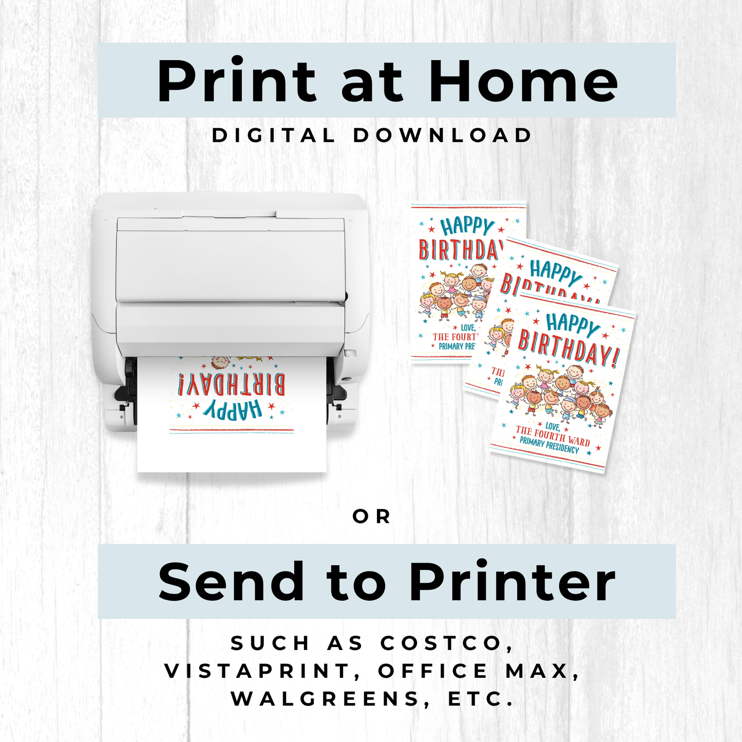 LDS Primary Custom Birthday Card - LDS Primary Card for Primary Presidencies and Teachers