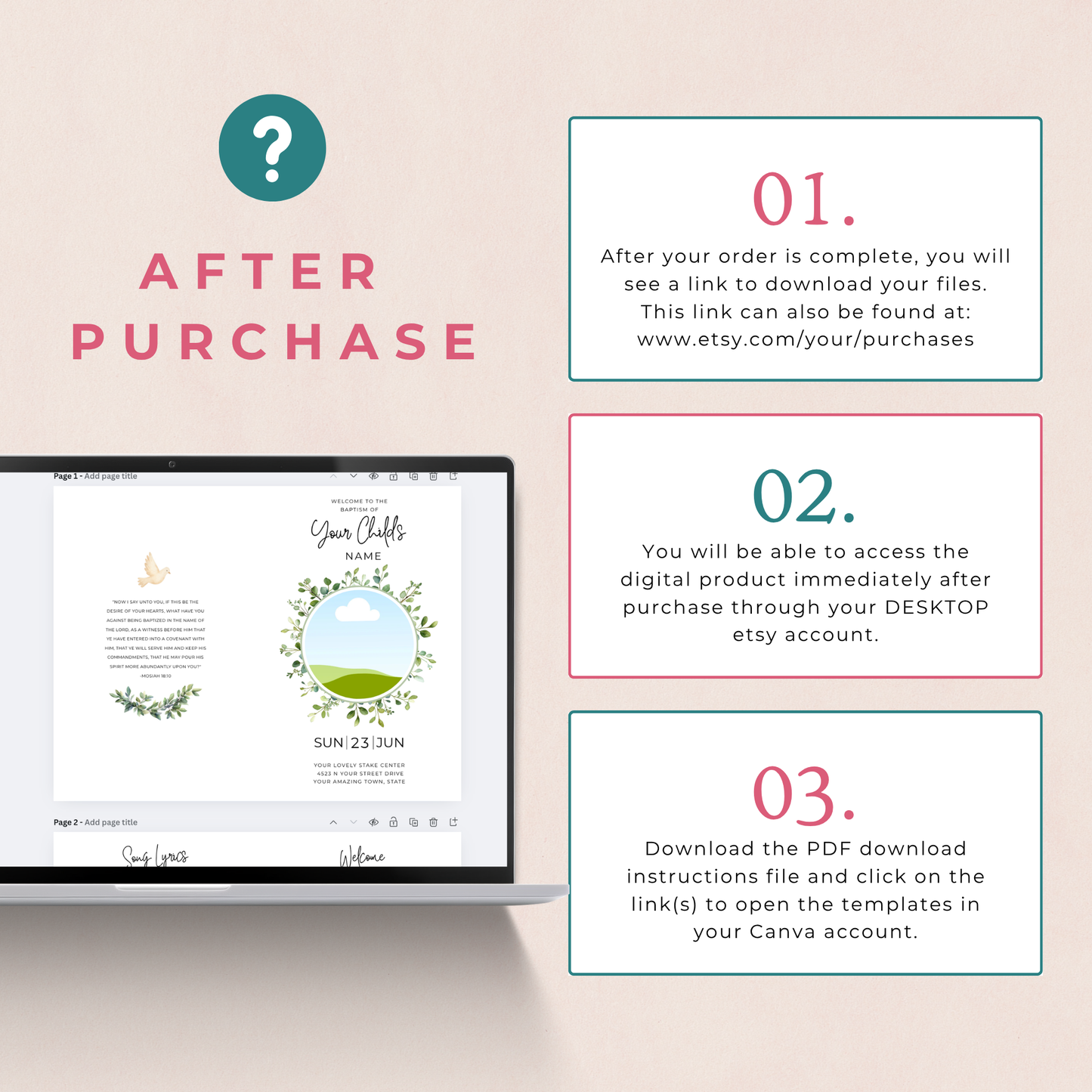 LDS Baptism Program Template – Editable Canva Printable Foldable