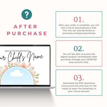 LDS Baptism Invitation for Girls – Canva Printable Floral Design