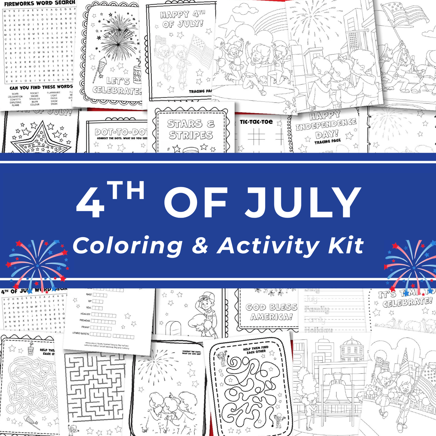 Independence Day Kids Activities Bundle Printable Coloring Pages Collection Party Games Entertainment Package Digital Download Instant Access Patriotic Theme Design Celebration Fun Educational Activities Home Entertainment Classroom Ready