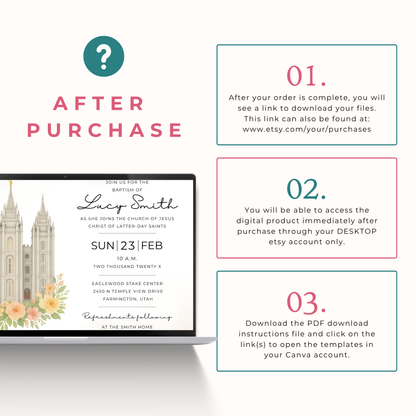 LDS Baptism Invitation Editable Template – Instant Canva Download